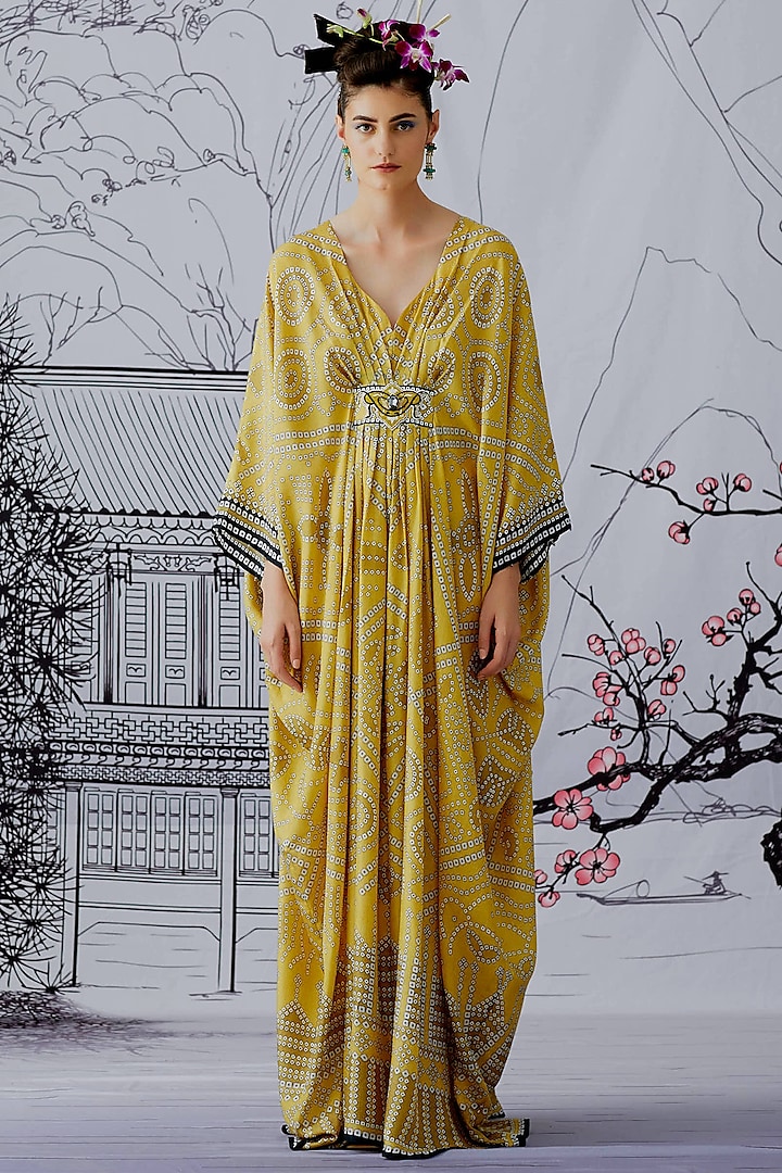 Butter Cup Printed Kaftan by Rajdeep Ranawat