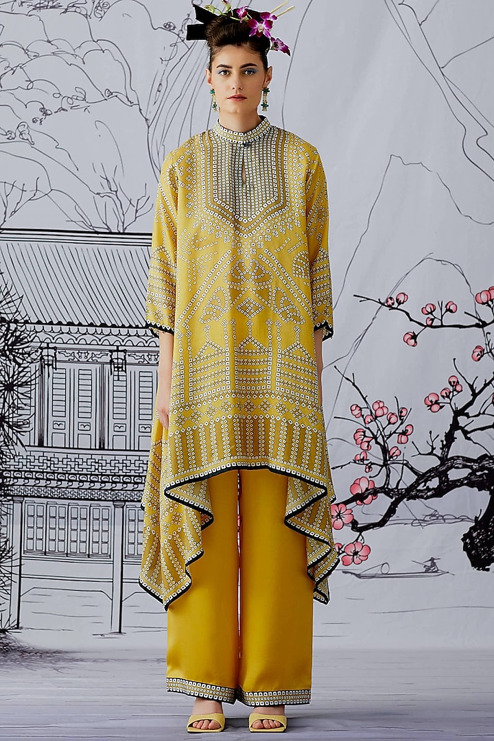 Butter Cup Silk Draped Tunic by Rajdeep Ranawat