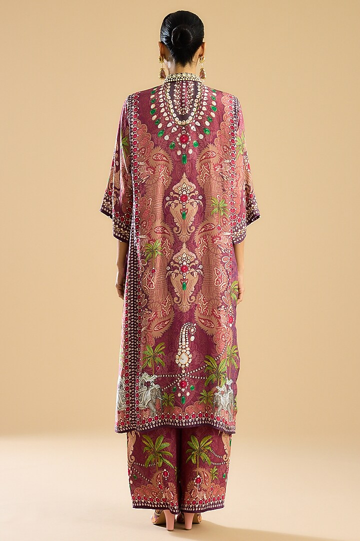 Dust Rose Silk Printed Tunic Set by Rajdeep Ranawat at Pernia's Pop Up Shop
