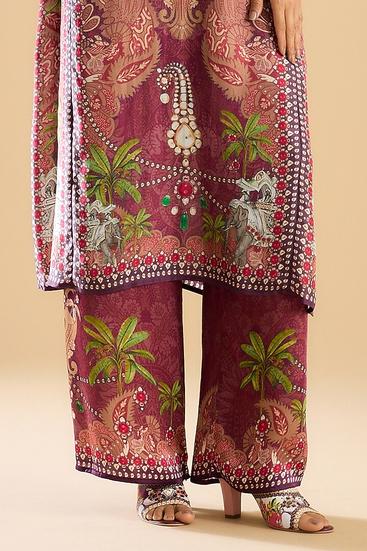 Dust Rose Silk Printed Tunic Set by Rajdeep Ranawat at Pernia's Pop Up Shop