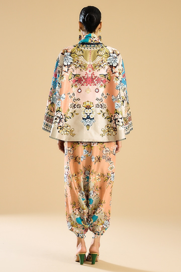 Ivory & Peach Silk Printed Dhoti Pant Set by Rajdeep Ranawat at Pernia's Pop Up Shop