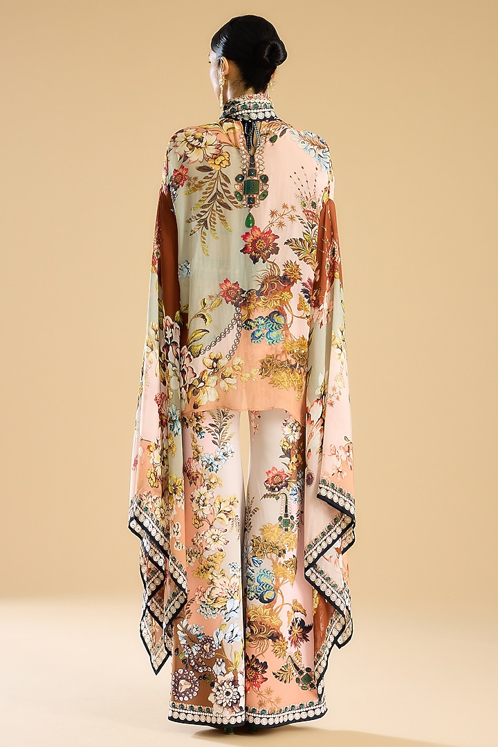 Ivory & Peach Silk Printed Tunic Set by Rajdeep Ranawat at Pernia's Pop Up Shop