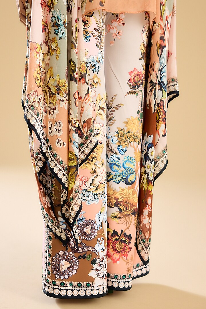 Ivory & Peach Silk Printed Tunic Set by Rajdeep Ranawat at Pernia's Pop Up Shop