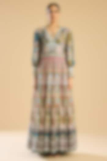 Multi-Colored Silk Printed Anarkali Dress by Rajdeep Ranawat at Pernia's Pop Up Shop