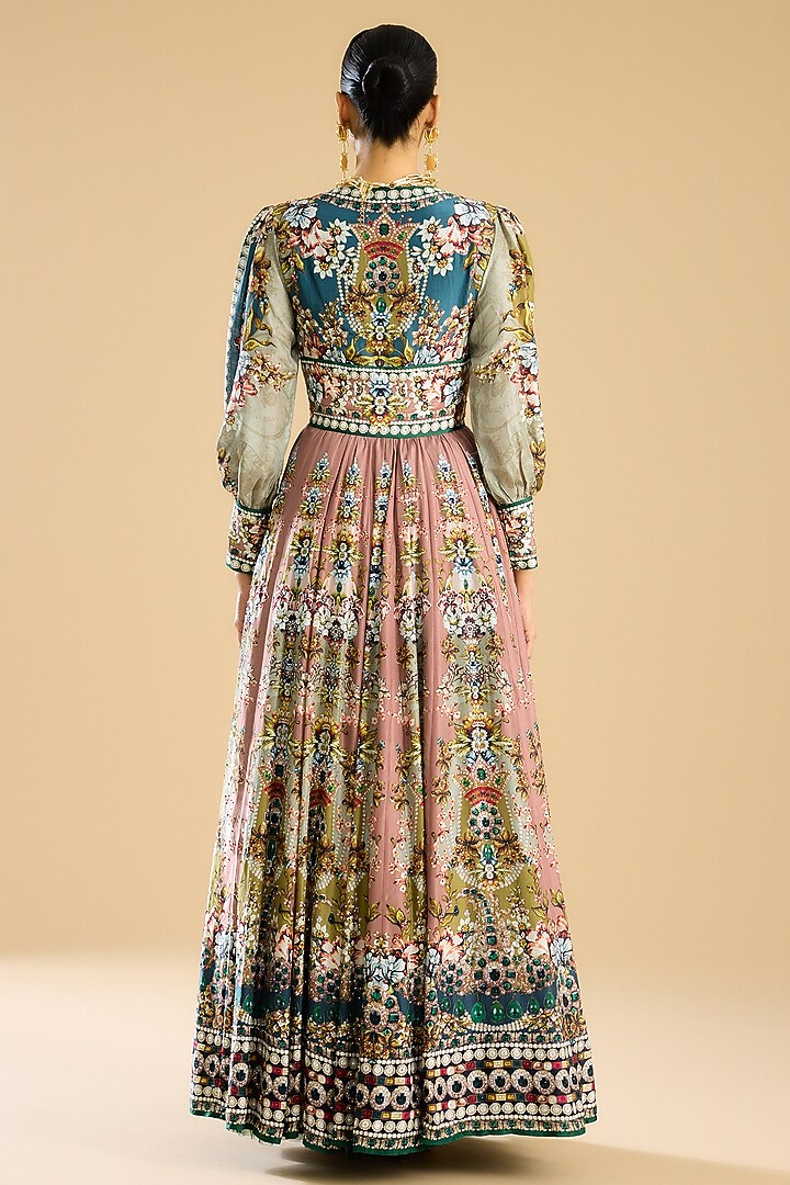 Multi-Colored Silk Printed Anarkali Party Wear Dress by Rajdeep Ranawat at Pernia's Pop Up Shop