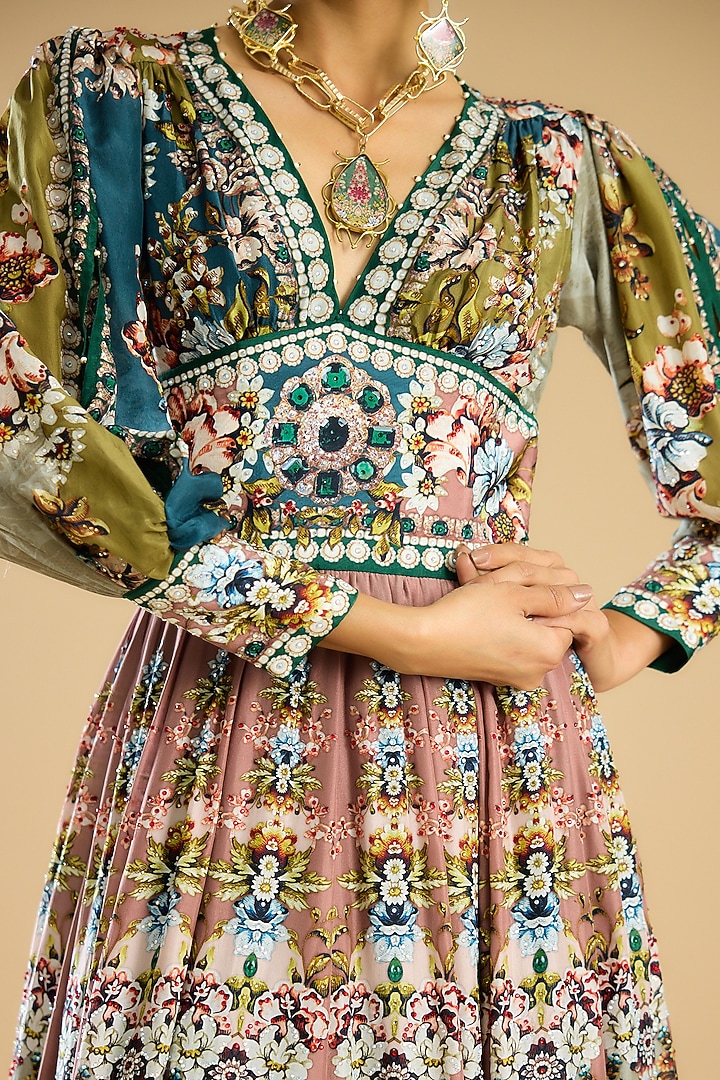 Multi-Colored Silk Printed Anarkali Party Wear Dress by Rajdeep Ranawat at Pernia's Pop Up Shop