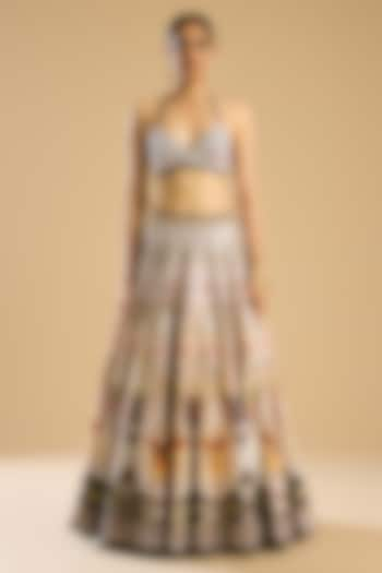 Multi-Colored Dupion Printed Skirt Set by Rajdeep Ranawat