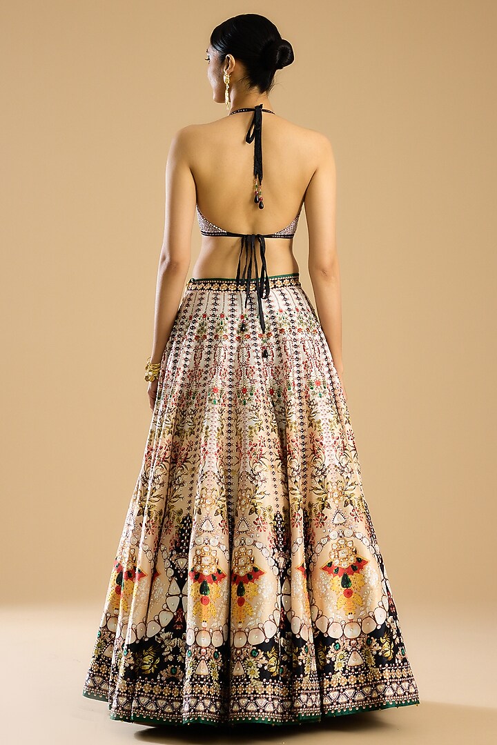 Multi-Colored Dupion Printed Skirt Set by Rajdeep Ranawat at Pernia's Pop Up Shop