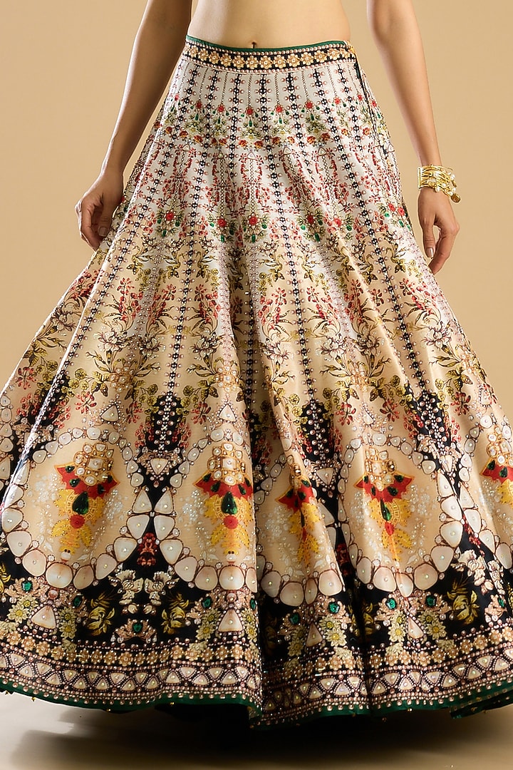 Multi-Colored Dupion Printed Skirt Set by Rajdeep Ranawat at Pernia's Pop Up Shop