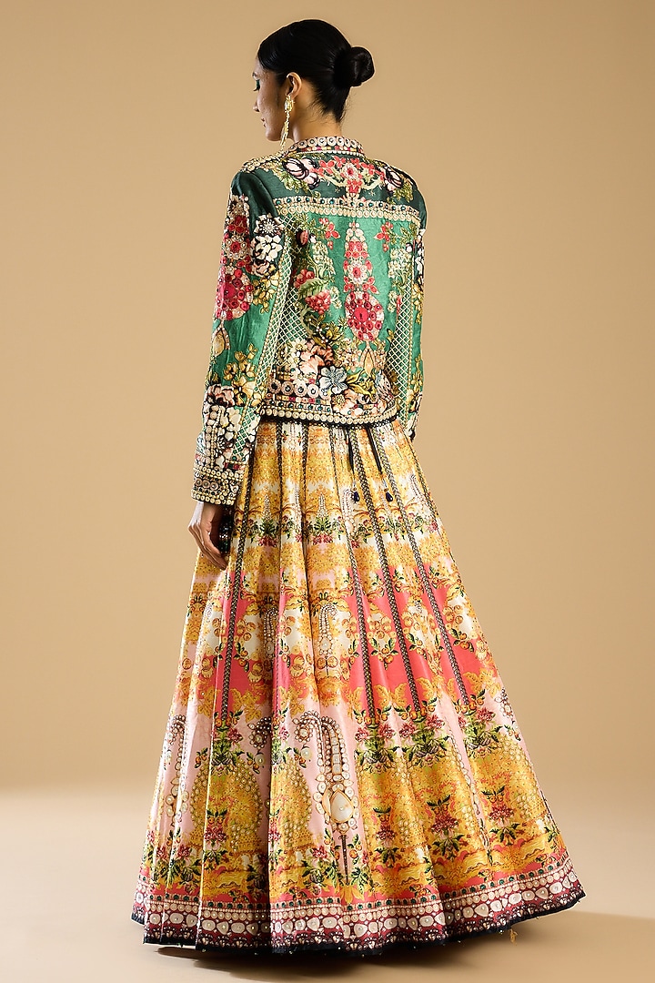 Gold Dupion Printed Skirt Set by Rajdeep Ranawat at Pernia's Pop Up Shop