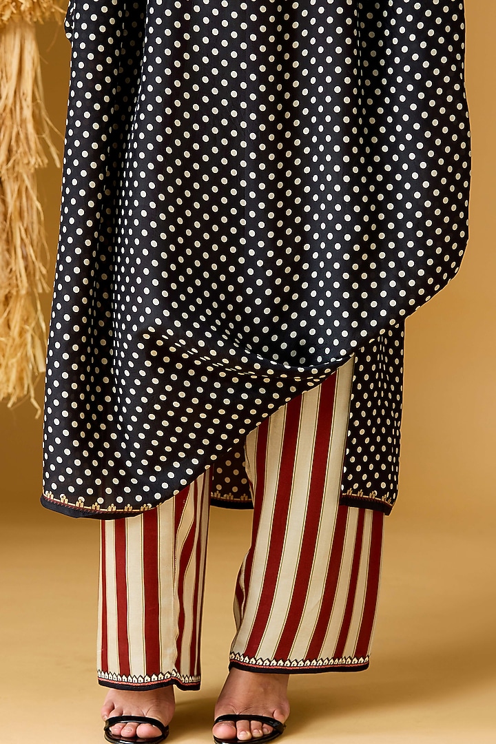 Red Modal Satin Striped Palazzo by Rajdeep Ranawat at Pernia's Pop Up Shop