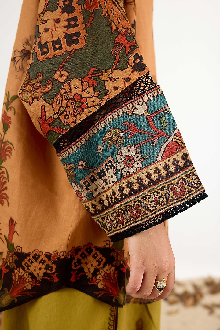 Caramel & Anise Linen Printed Tunic by Rajdeep Ranawat at Pernia's Pop Up Shop