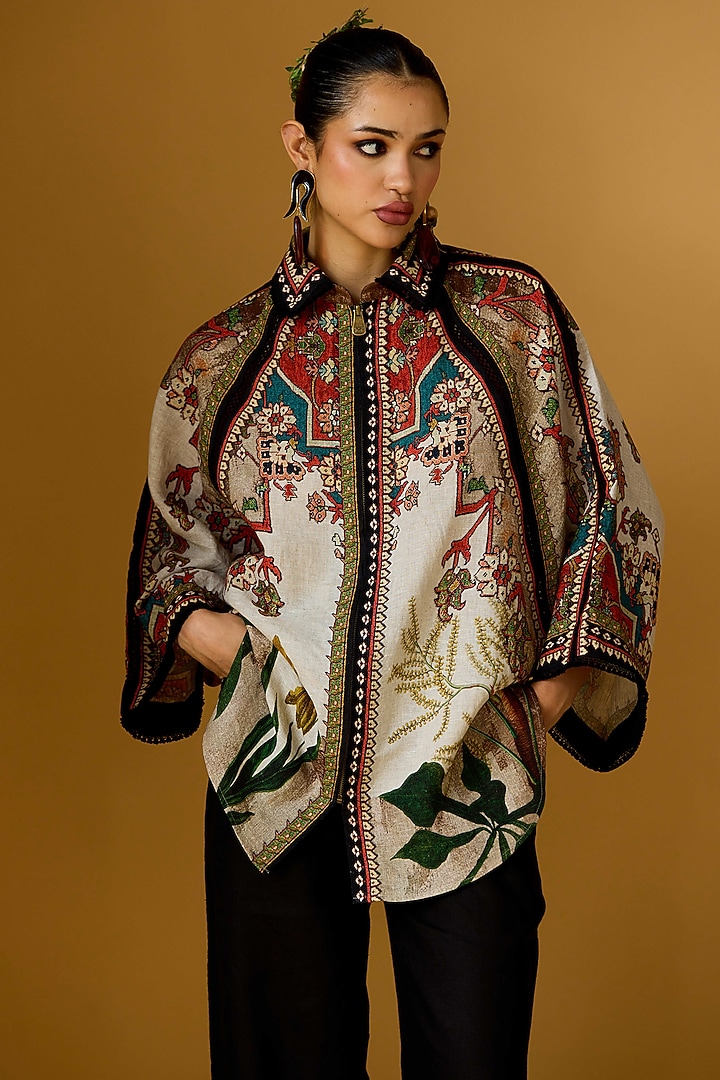 Multi-Colored Linen Printed Tunic by Rajdeep Ranawat at Pernia's Pop Up Shop