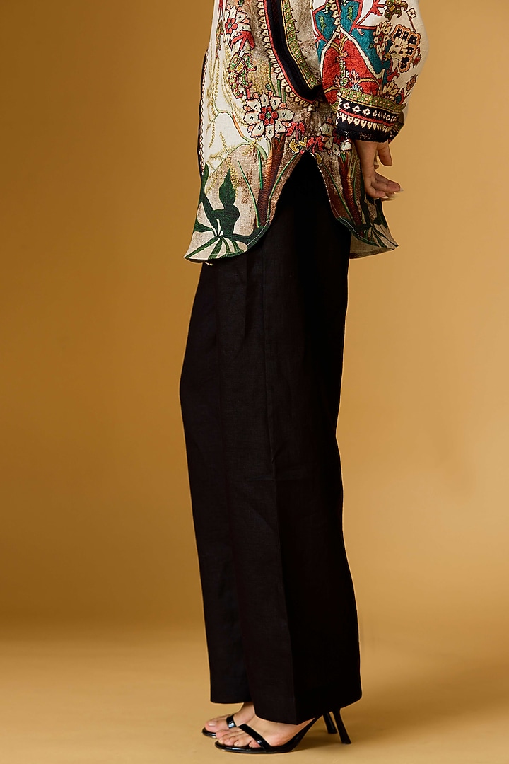 Black Linen Pants by Rajdeep Ranawat at Pernia's Pop Up Shop