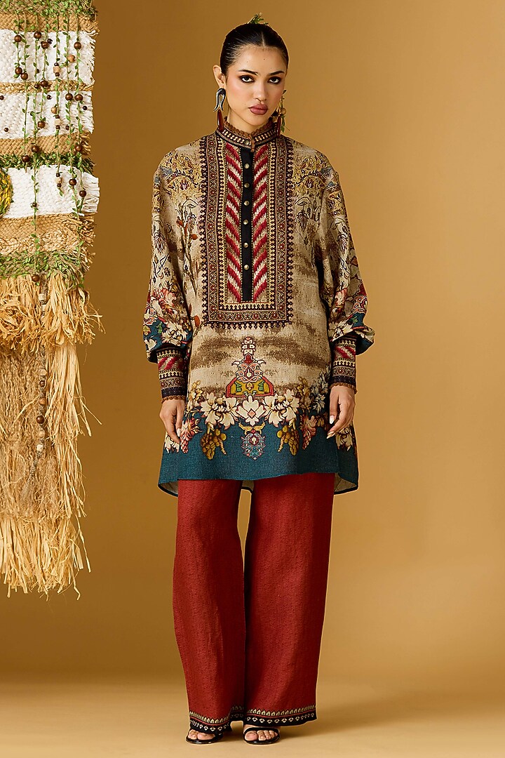 Red Linen Pants by Rajdeep Ranawat at Pernia's Pop Up Shop