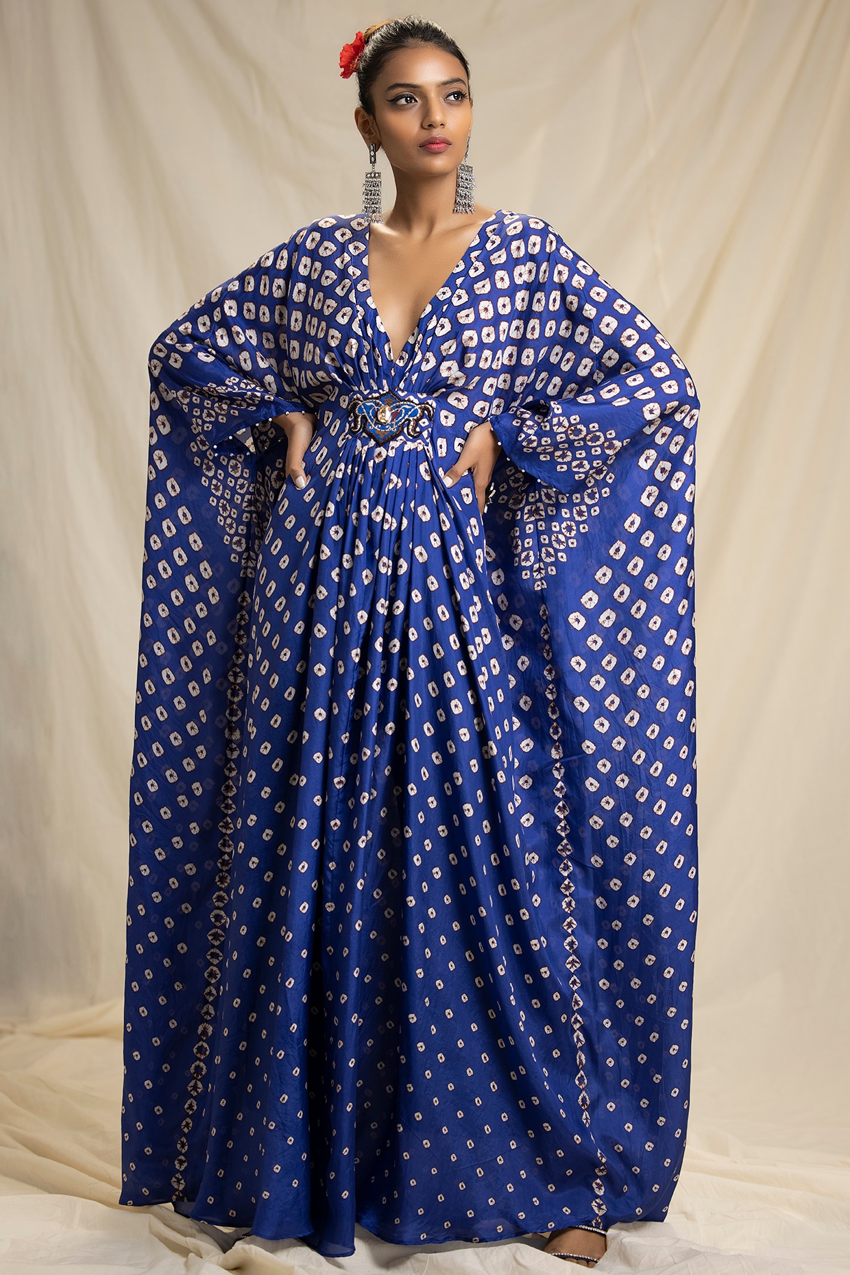 Designer Kaftan Gown With Golden Thread Work – Maxim Creation