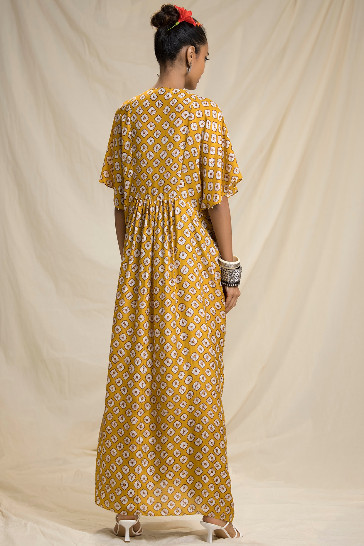 mustard kaftan dress