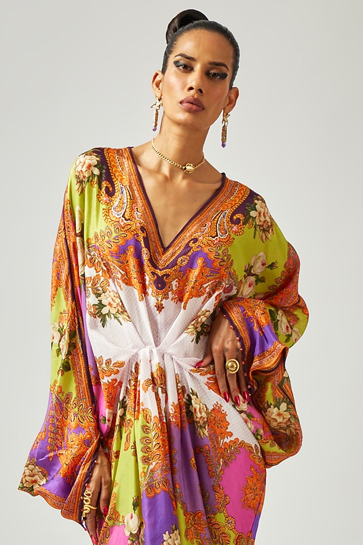 Multi-Colored Silk Printed Kaftan by Rajdeep Ranawat at Pernia's Pop Up Shop