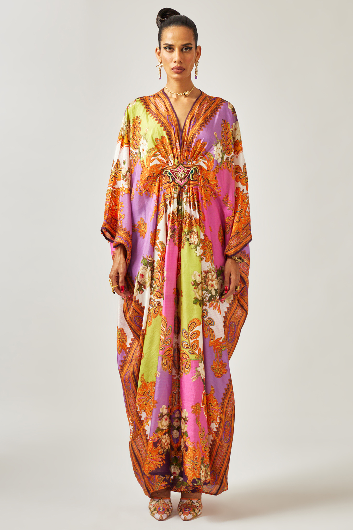 Multi-Colored Silk Printed Kaftan by Rajdeep Ranawat at Pernia's Pop Up Shop