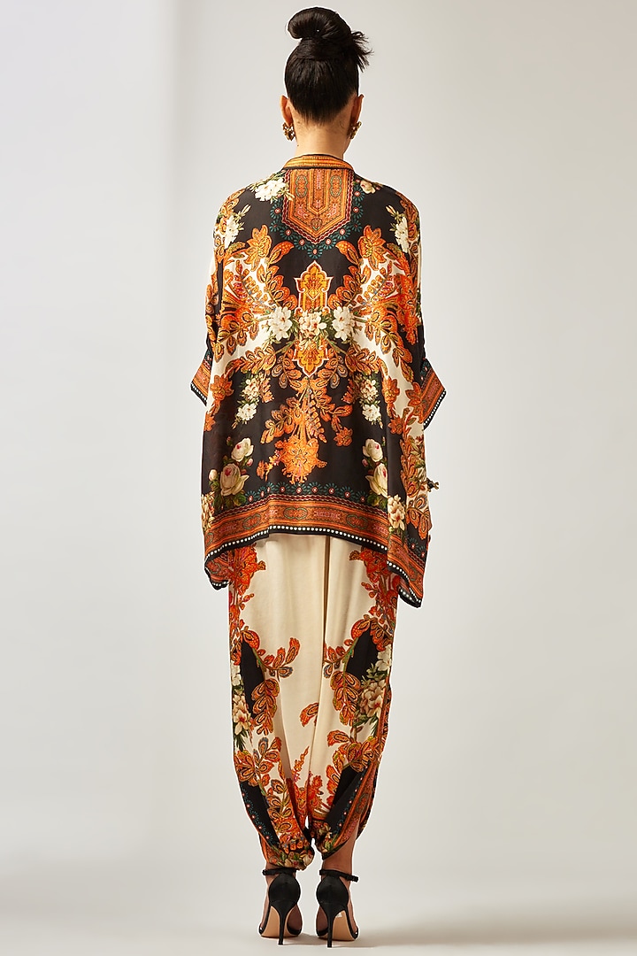 Black & Orange Silk Printed Dhoti Pants by Rajdeep Ranawat at Pernia's Pop Up Shop