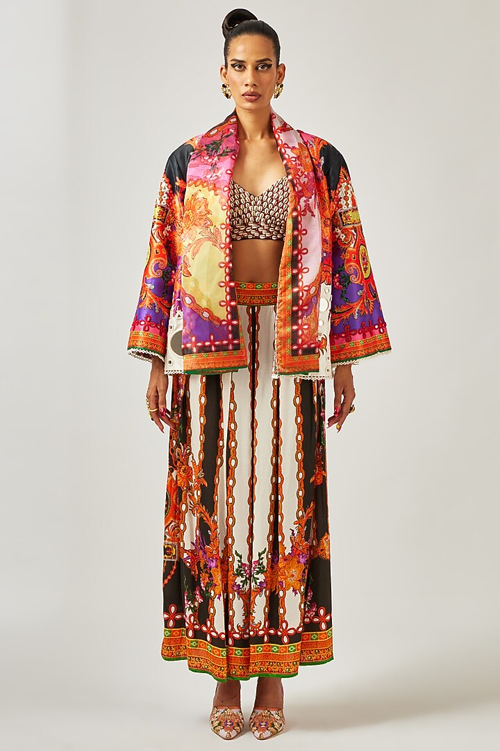 Multi-Colored Silk Printed Bralette by Rajdeep Ranawat at Pernia's Pop Up Shop