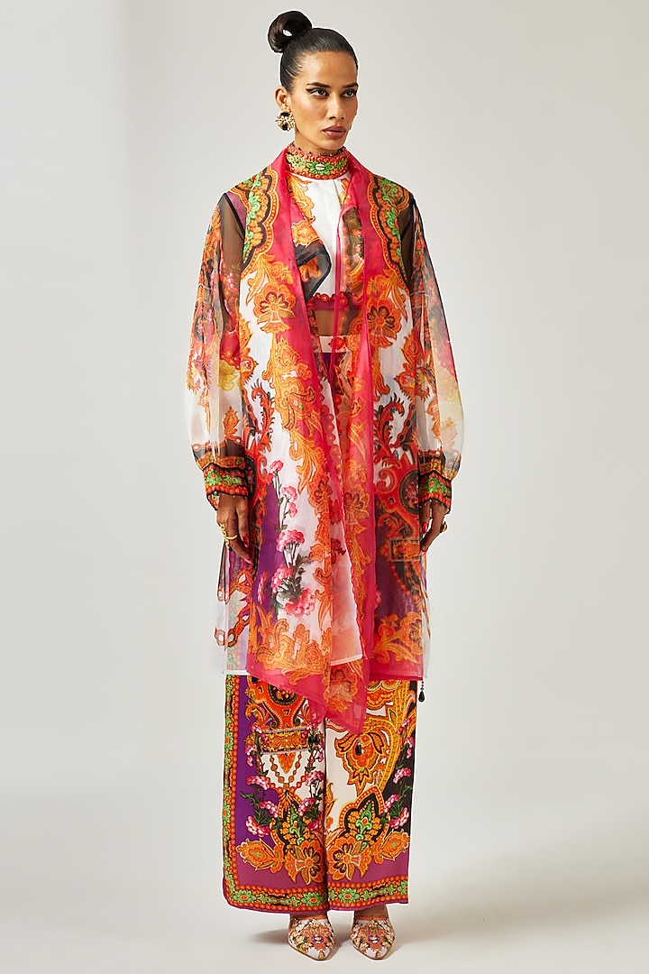 Multi-Colored Organza Printed Jacket by Rajdeep Ranawat at Pernia's Pop Up Shop