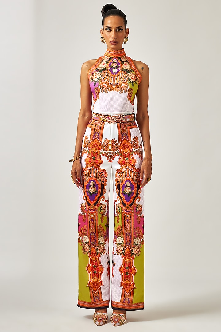 Multi-Colored Lycra Printed Jumpsuit by Rajdeep Ranawat at Pernia's Pop Up Shop