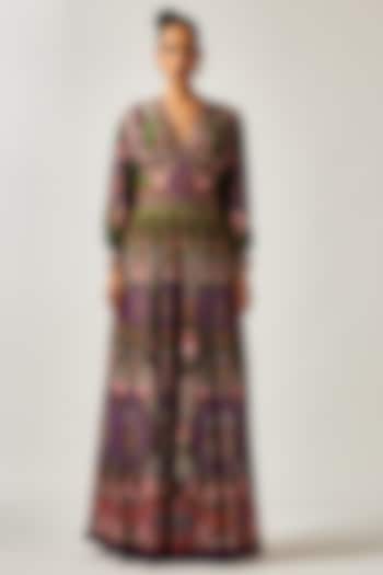 Purple Silk Printed Wedding Anarkali by Rajdeep Ranawat at Pernia's Pop Up Shop