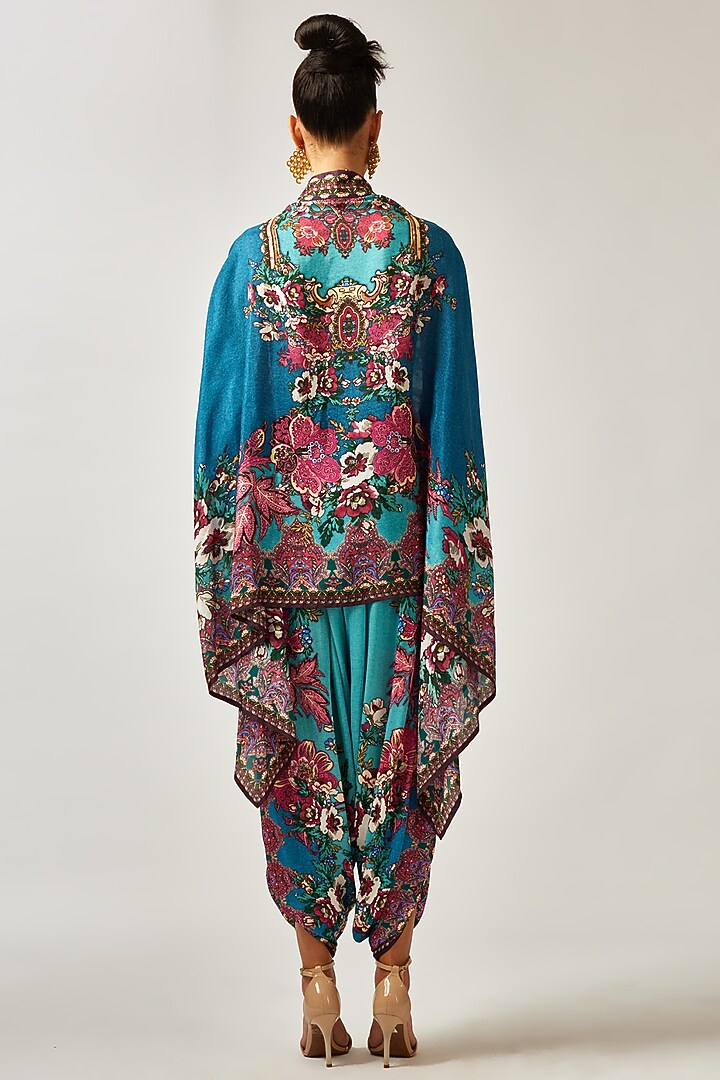 Blue Silk Printed Dhoti Pants by Rajdeep Ranawat at Pernia's Pop Up Shop