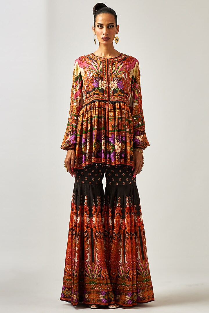 Multi-Colored Silk Printed & Embroidered Tunic by Rajdeep Ranawat at Pernia's Pop Up Shop