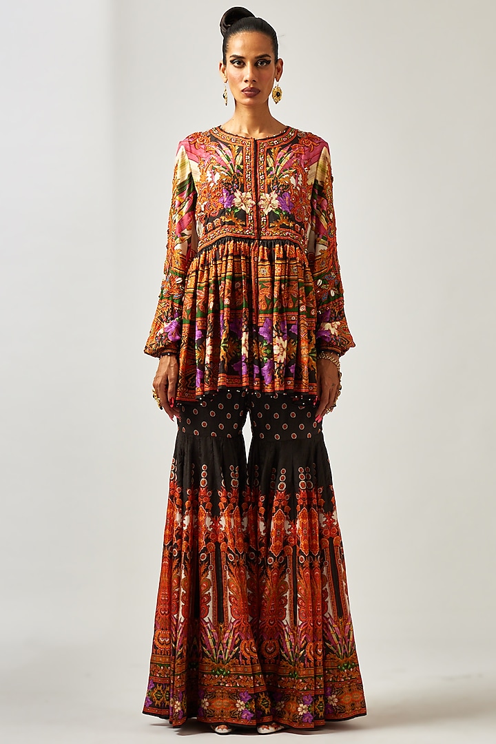 Multi-Colored Silk Printed Sharara Pants by Rajdeep Ranawat at Pernia's Pop Up Shop