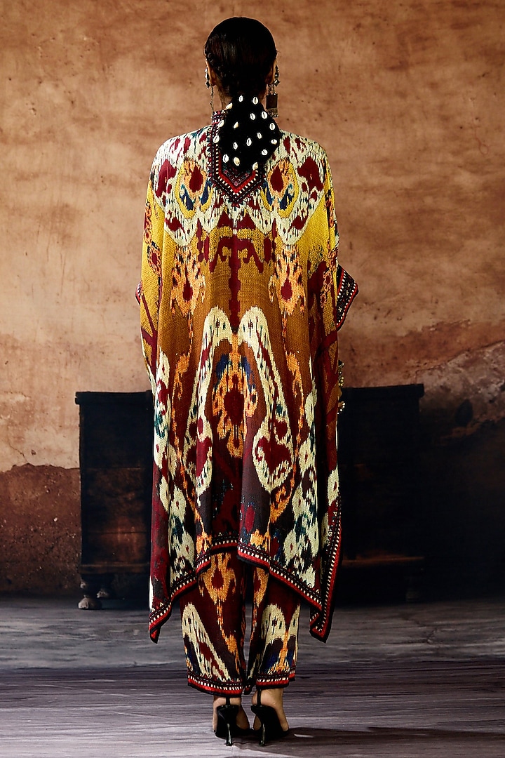 Yellow & Mustard Silk Printed Tunic Set by Rajdeep Ranawat at Pernia's Pop Up Shop