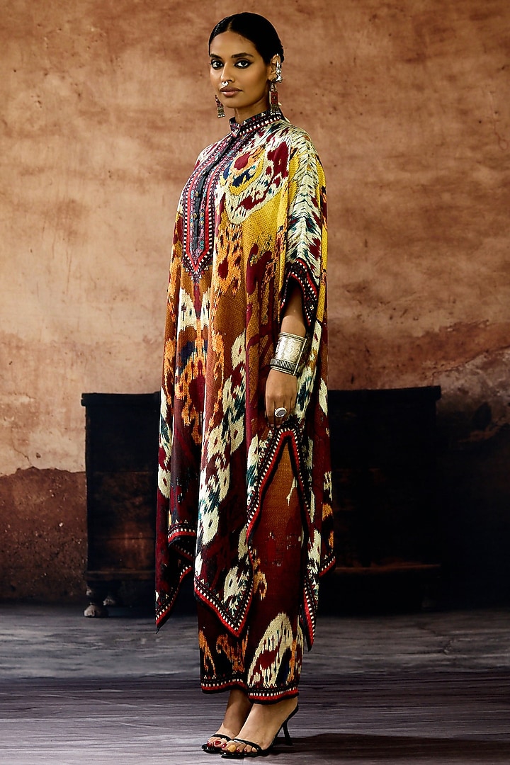 Yellow & Mustard Silk Printed Tunic Set by Rajdeep Ranawat at Pernia's Pop Up Shop