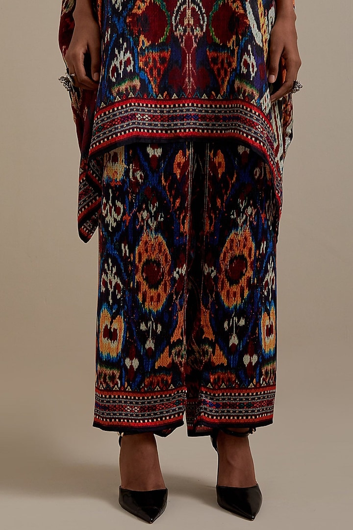 Maroon & Multi-Colored Silk Printed Tunic Set by Rajdeep Ranawat at Pernia's Pop Up Shop