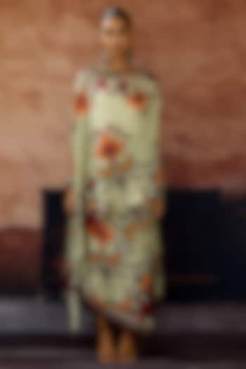 Beige Silk Printed Tie-Up Skirt Set by Rajdeep Ranawat at Pernia's Pop Up Shop
