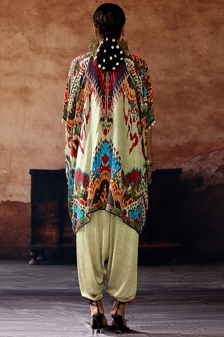 Beige-Orange Silk Printed Kaftan Set by Rajdeep Ranawat at Pernia's Pop Up Shop