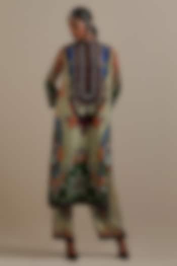 Eggshell & Brick Red Silk Printed Kurta Set by Rajdeep Ranawat at Pernia's Pop Up Shop