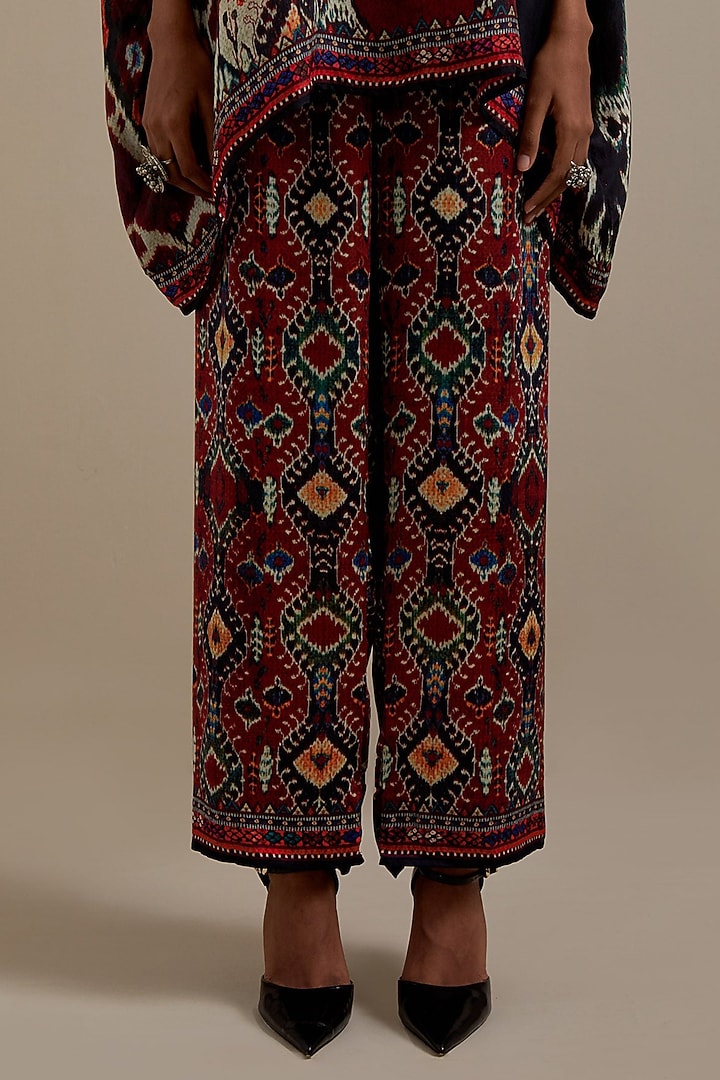 Red-Black Silk Printed Kimono Tunic Set by Rajdeep Ranawat at Pernia's Pop Up Shop