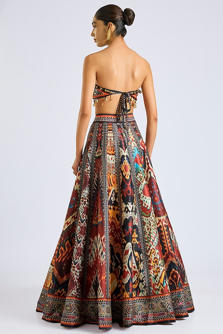 Multi-Colored Poly Dupion Printed Skirt Set by Rajdeep Ranawat at Pernia's Pop Up Shop