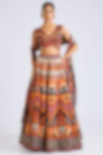Multi-Colored Poly Lycra Printed Wedding Lehenga Set by Rajdeep Ranawat at Pernia's Pop Up Shop