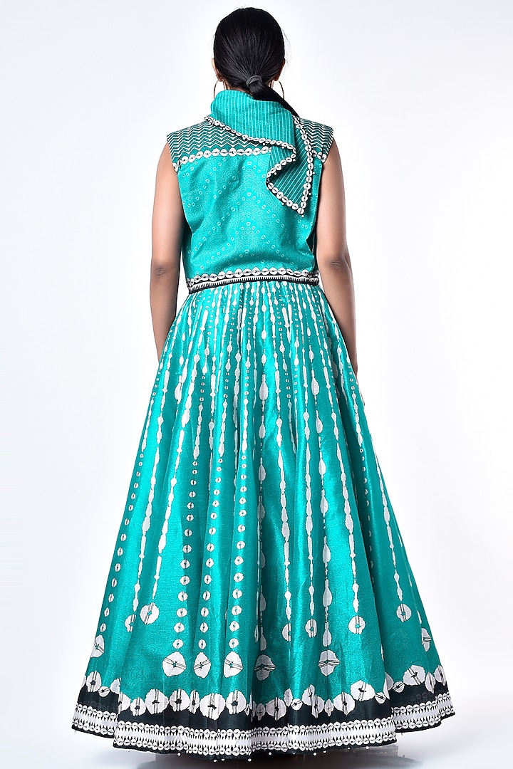 Turquoise Dupion Wedding Lehenga Set by Rajdeep Ranawat at Pernia's Pop Up Shop