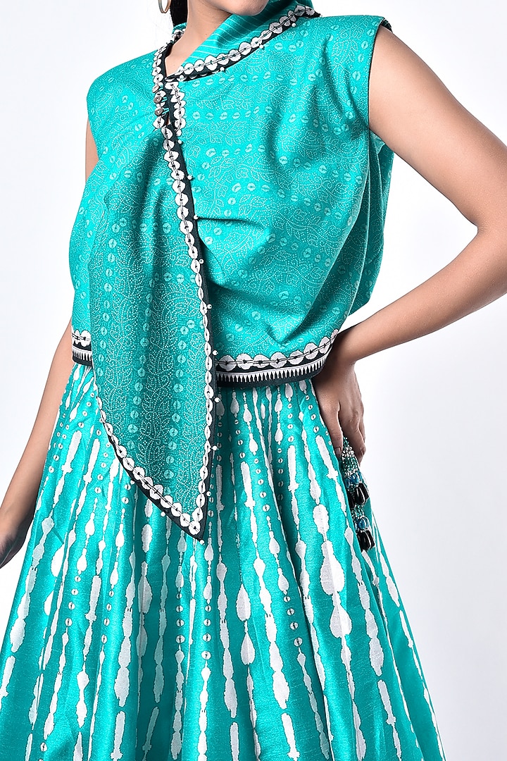 Turquoise Dupion Wedding Lehenga Set by Rajdeep Ranawat at Pernia's Pop Up Shop
