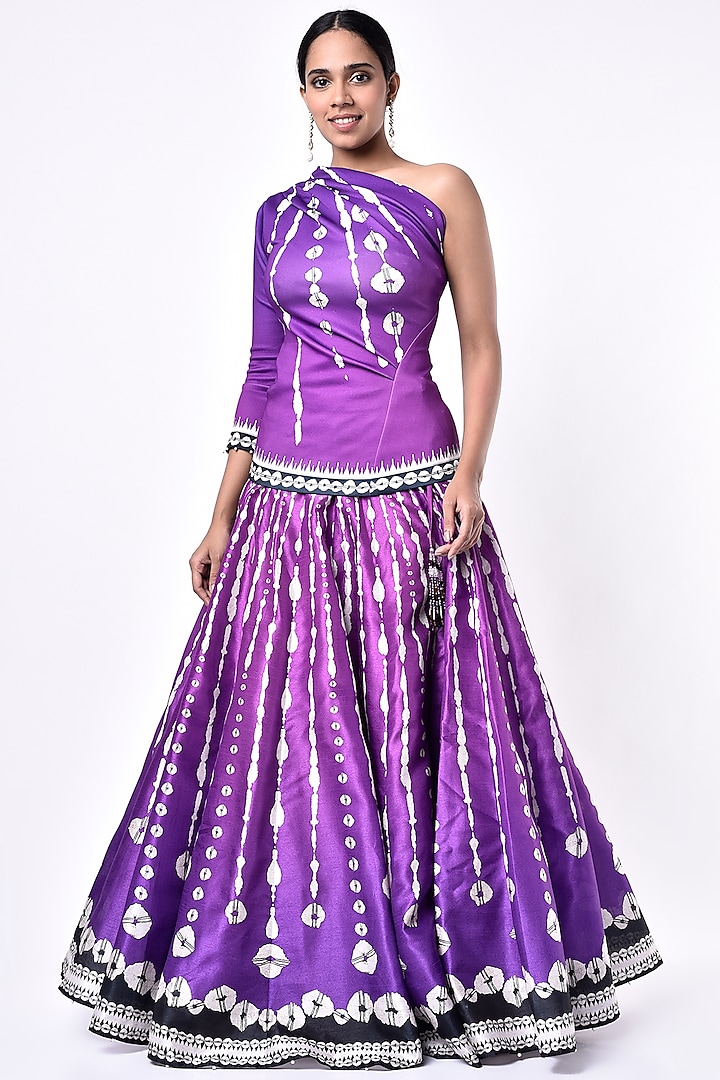 Violet Dupion Lehenga Set by Rajdeep Ranawat