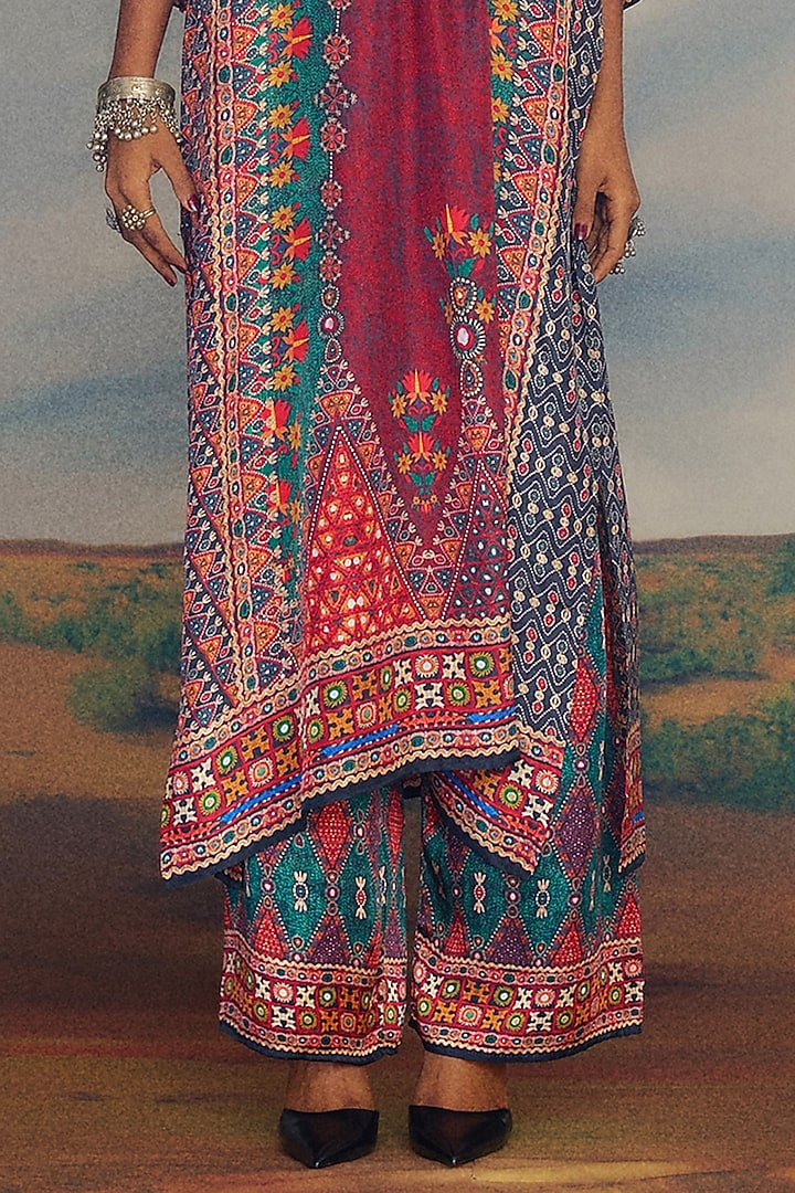 Multi-Colored Silk Printed Kimono Tunic Set by Rajdeep Ranawat at Pernia's Pop Up Shop