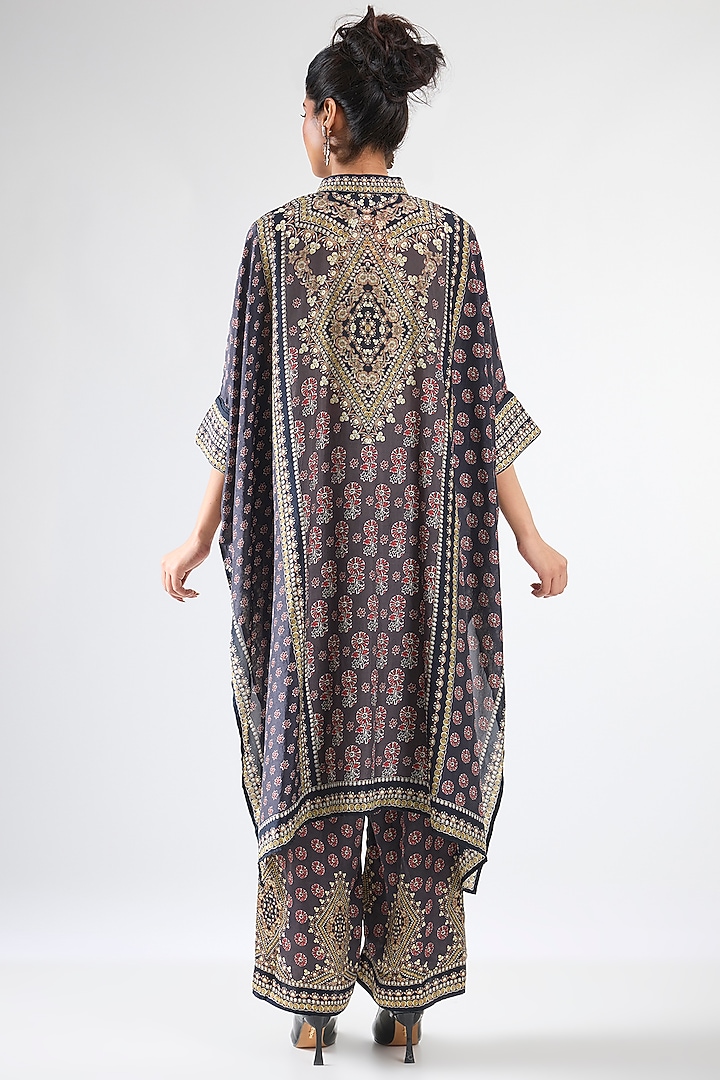 Burgundy Silk & Modal Printed Tunic Set by Rajdeep Ranawat at Pernia's Pop Up Shop
