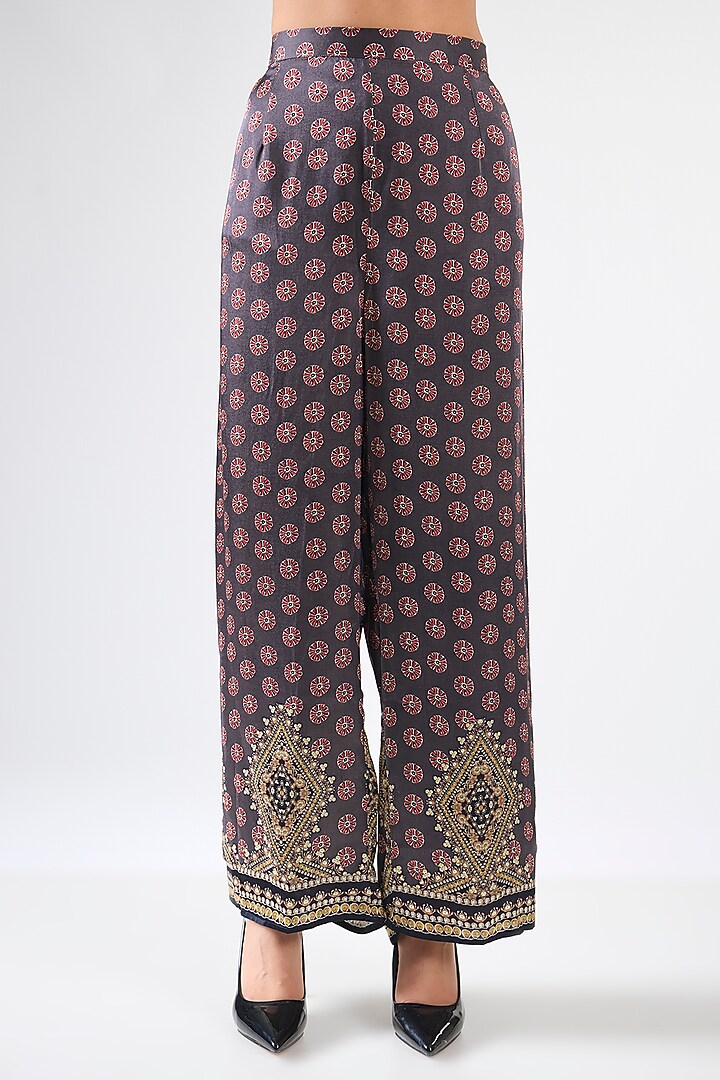 Burgundy Silk & Modal Printed Tunic Set by Rajdeep Ranawat at Pernia's Pop Up Shop