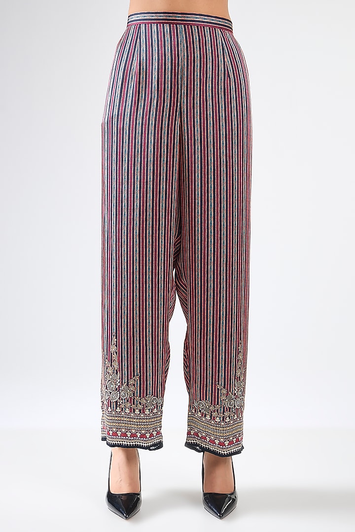 Maroon Silk & Modal Printed Shirt Tunic Set by Rajdeep Ranawat at Pernia's Pop Up Shop