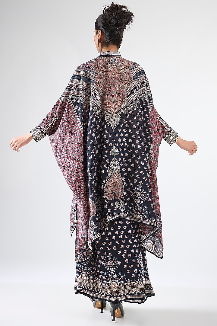Multi-Colored Silk & Modal Printed Kaftan Tunic Set by Rajdeep Ranawat at Pernia's Pop Up Shop