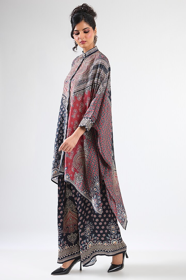 Multi-Colored Silk & Modal Printed Kaftan Tunic Set by Rajdeep Ranawat at Pernia's Pop Up Shop