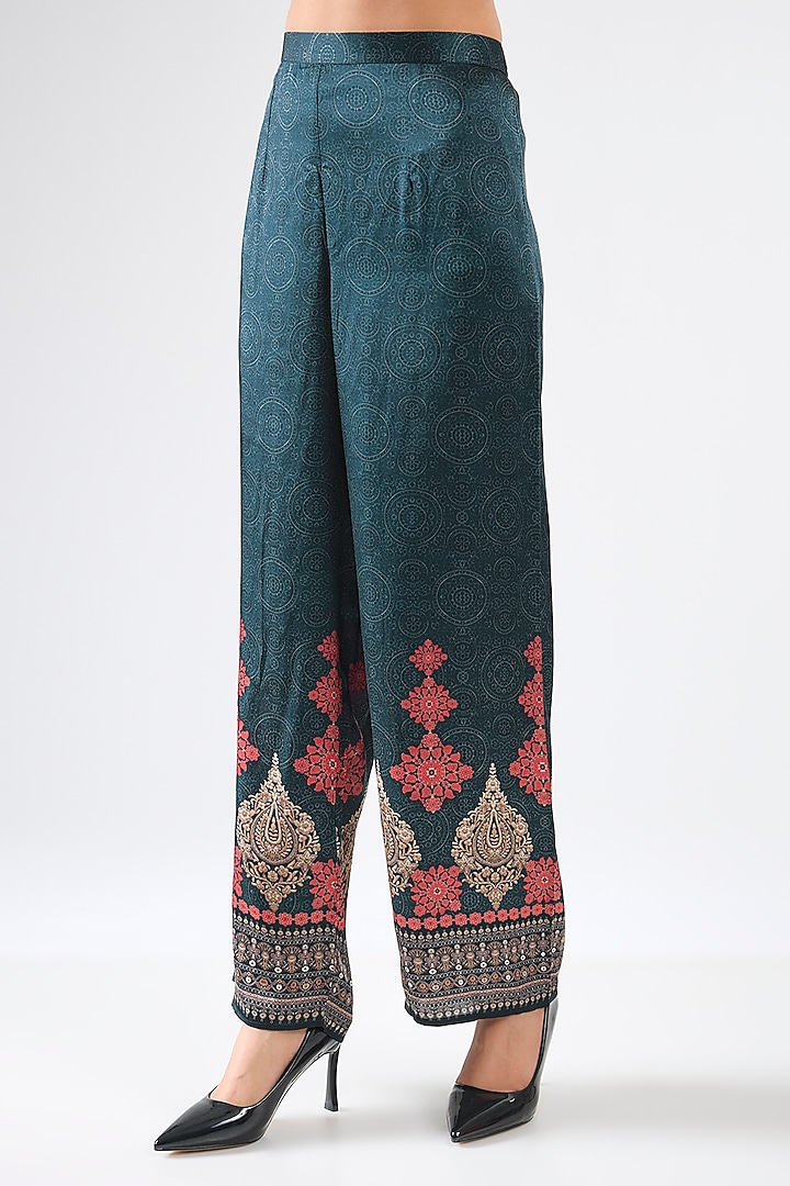Black & Red Silk Printed Long Tunic Set by Rajdeep Ranawat at Pernia's Pop Up Shop